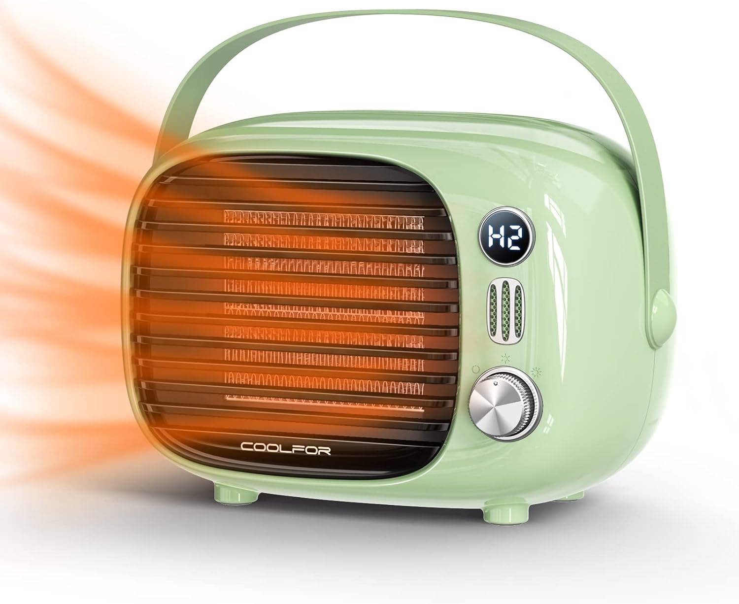 Fast Heating Ceramic Desk Heater - Safe & Quiet - For Home/Office - Green