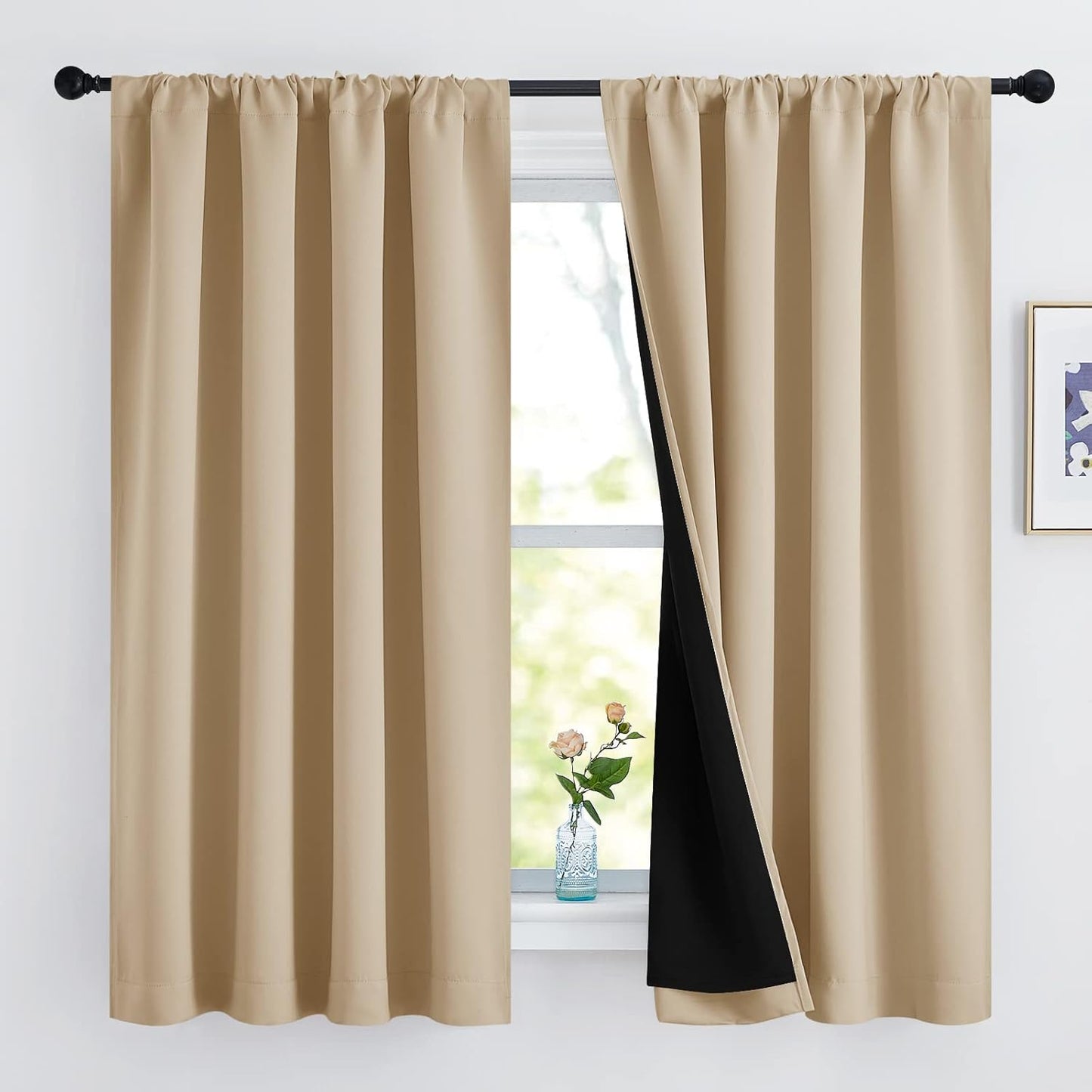 NICETOWN Full Blackout Cold Blocking Curtain Panels for Bedrooms