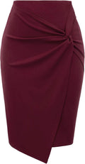 Wear to Work Pencil Skirt High Waist Wrap Front - Tummy Control