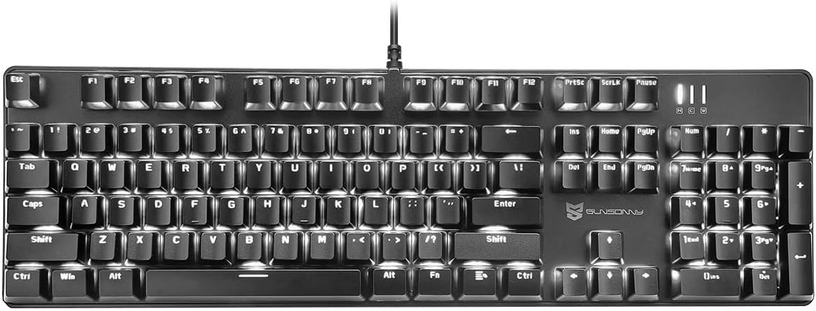Ice Blue Backlit Mechanical Keyboard with Brown Switches for Gaming
