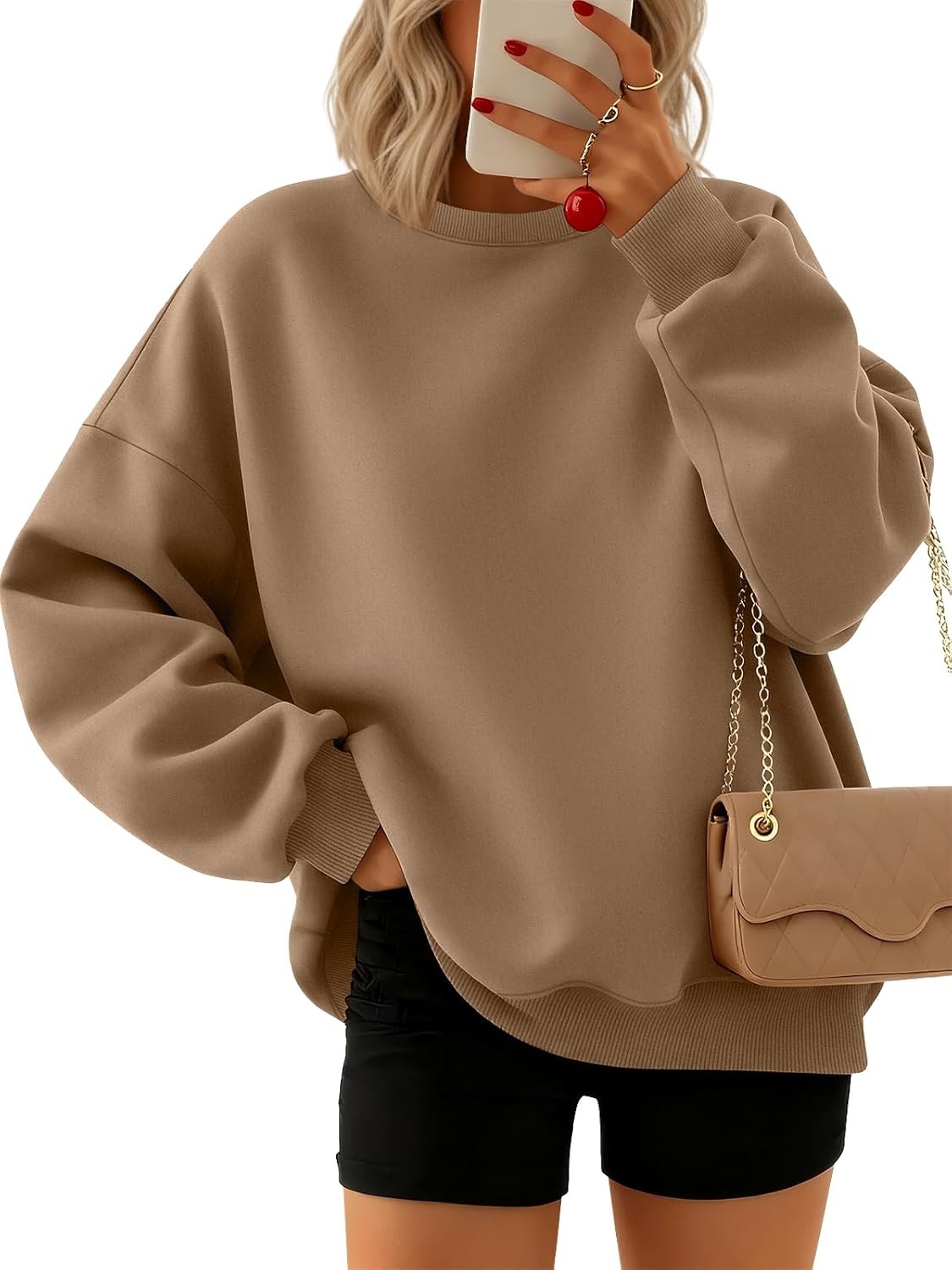 Trendy Queen Oversized Crewneck Sweatshirts for Women Fashion