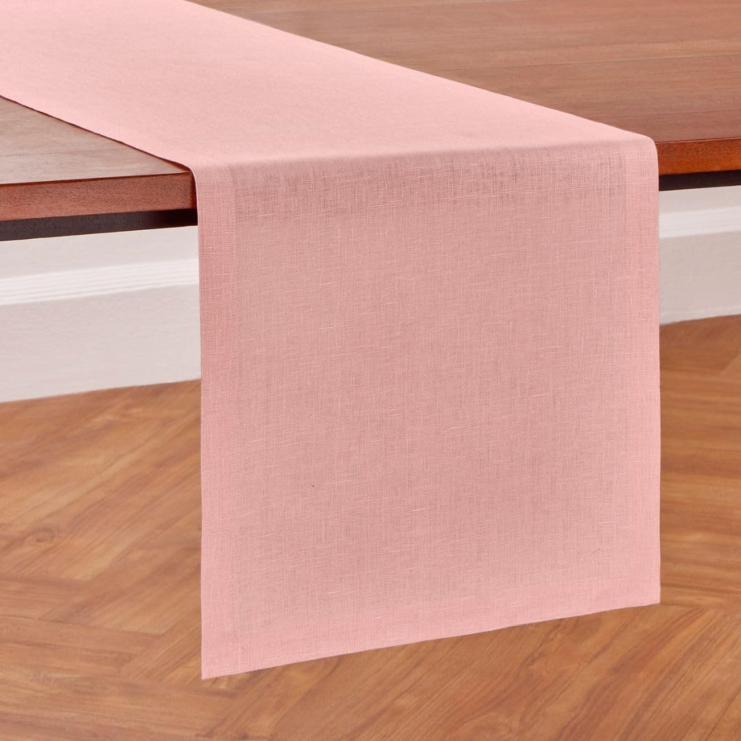 Misty Pink Linen Table Runner 14 x 90 Inches for Halloween Decor