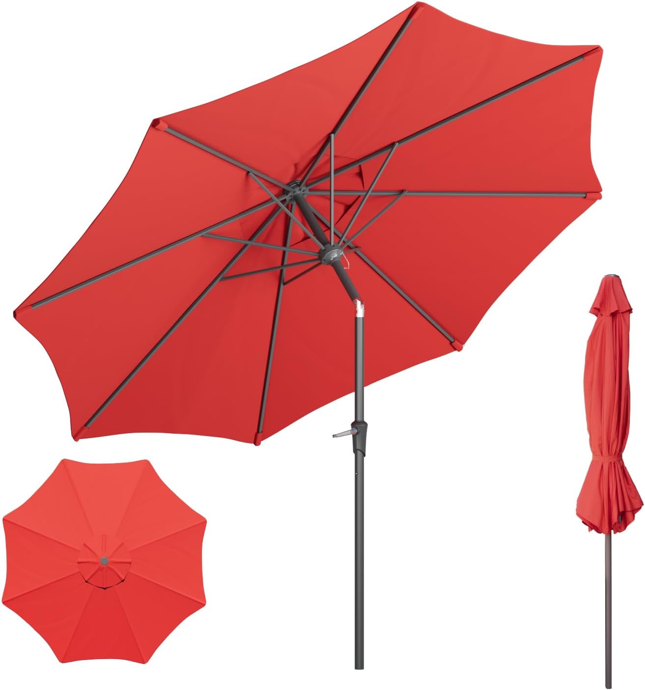 Beanss Outdoor Patio Umbrella with Crank and Push Button Tilt