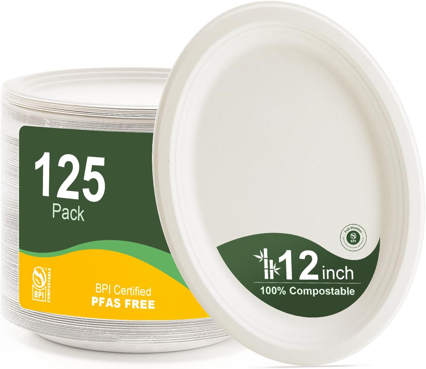 Compostable Oval Paper Plates 12 Inch for Eco-Friendly Dining