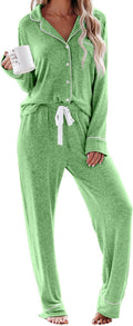 Aamikast Women's Pajama Set Long Sleeve Button Down - Soft Modal