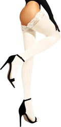 Women Opaque Thigh High Stockings - Italian Made, Dual Silicone Hold