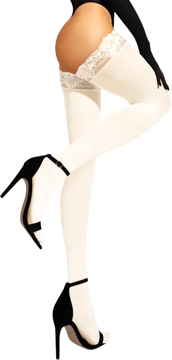 Sofsy 100% Oeko-Tex Certified Women Opaque Thigh High Stockings