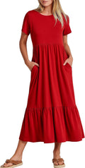 ANRABESS Womens Summer Casual Maxi Dress - Flowy Tiered Style