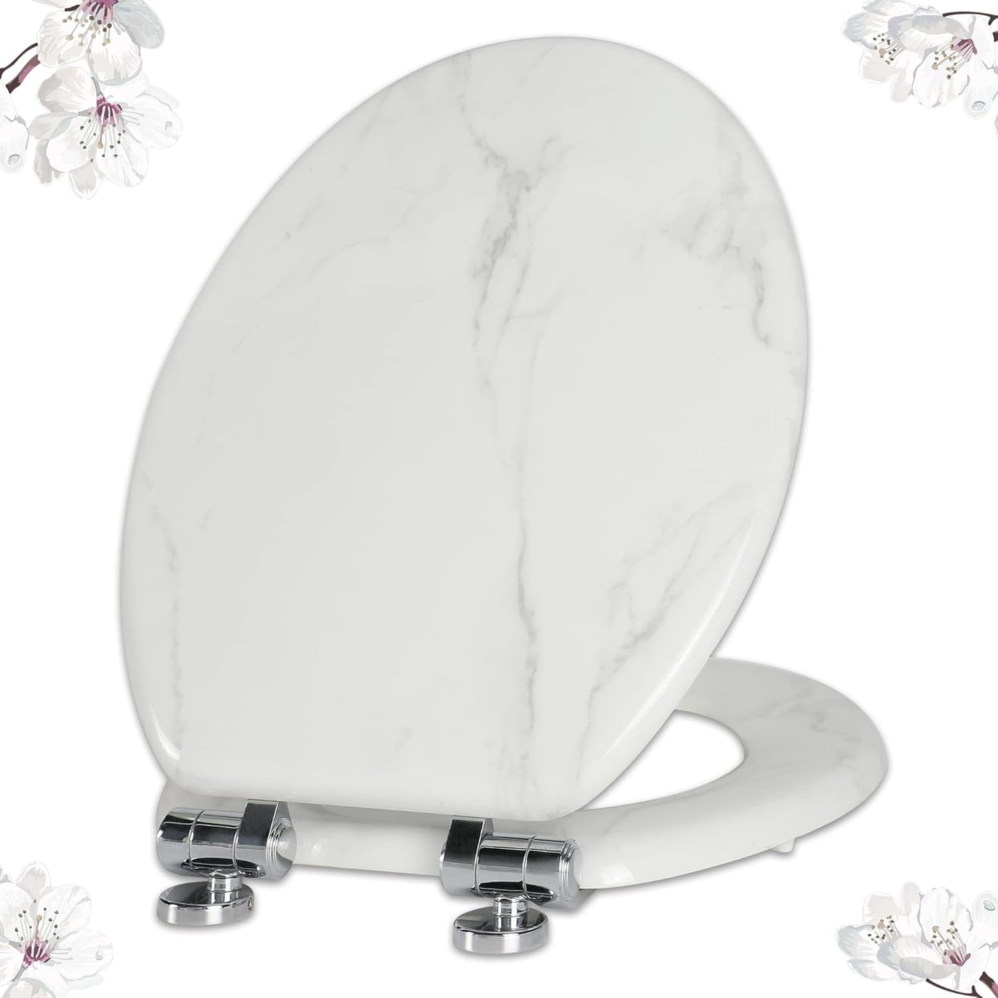 Durable Elongated Marble Toilet Seat with Quiet Close Feature