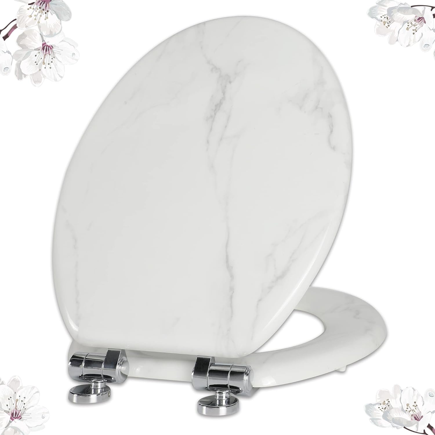 Durable Elongated Marble Toilet Seat with Quiet Close Feature