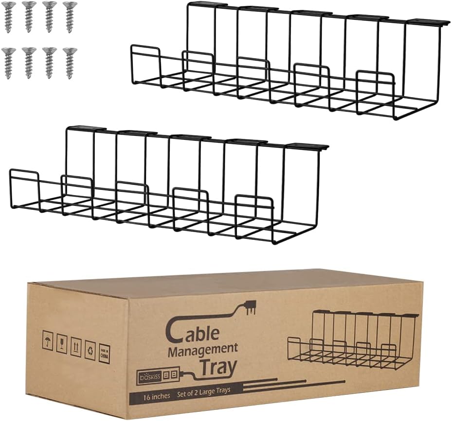 Baskiss 2-Pack Cable Management Tray: Hide Wires in Style!