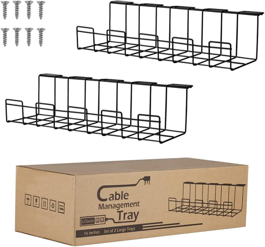 Baskiss 2-Pack Cable Management Tray: Hide Wires in Style!