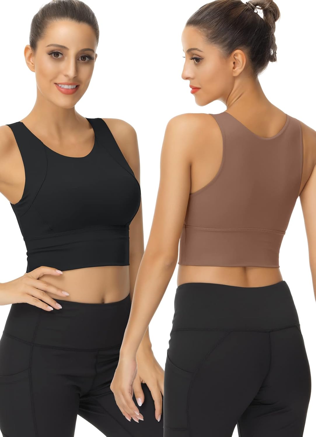 High Neck Sports Bra for Women Longline Full Coverage Comfort