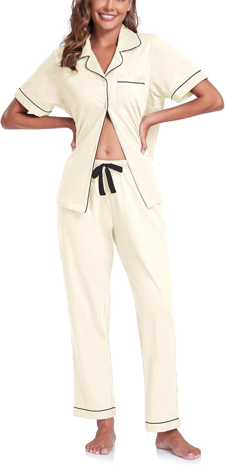 COLORFULLEAF Women's Cotton Pajama Set for Comfort and Style