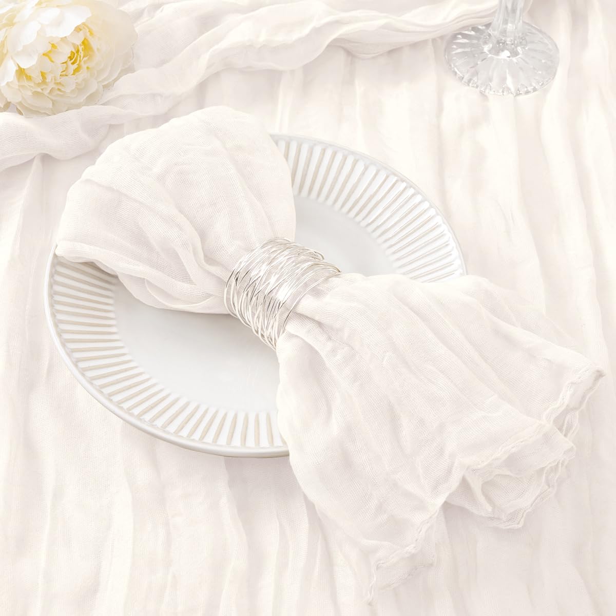 100 Pack Ivory White Cheesecloth Napkins for Elegant Events