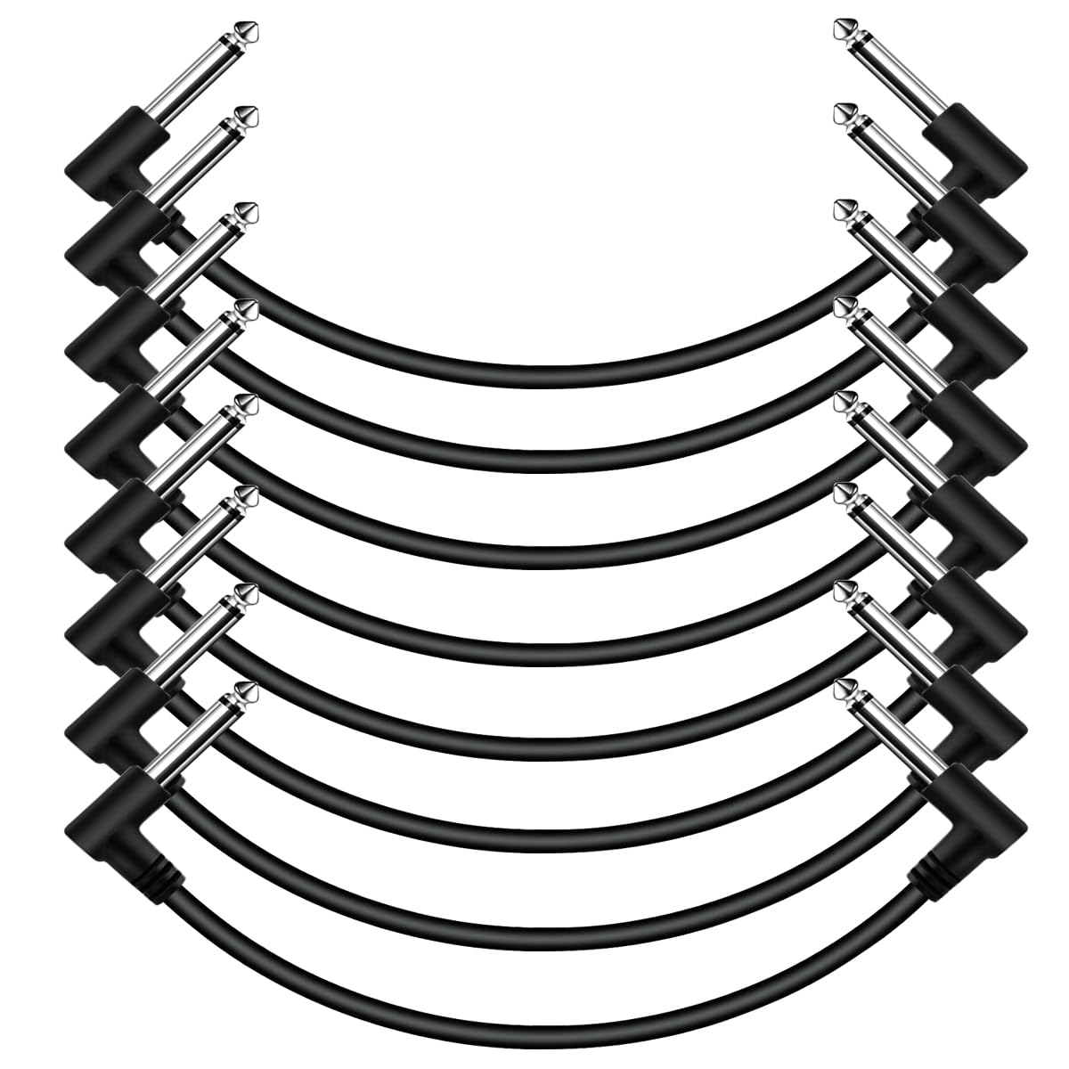 8-Pack 1/4 Right Angle Guitar Patch Cables: Perfect for Pedal Boards!