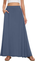 Womens Maxi A-line Long Skirt Casual High Waist with Pockets