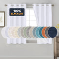 White 100% Blackout Curtains 52x54 in Pair - Linen Texture, Thermal