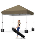 10x10 Pop Up Canopy Tent Khaki - One-Person Instant Setup