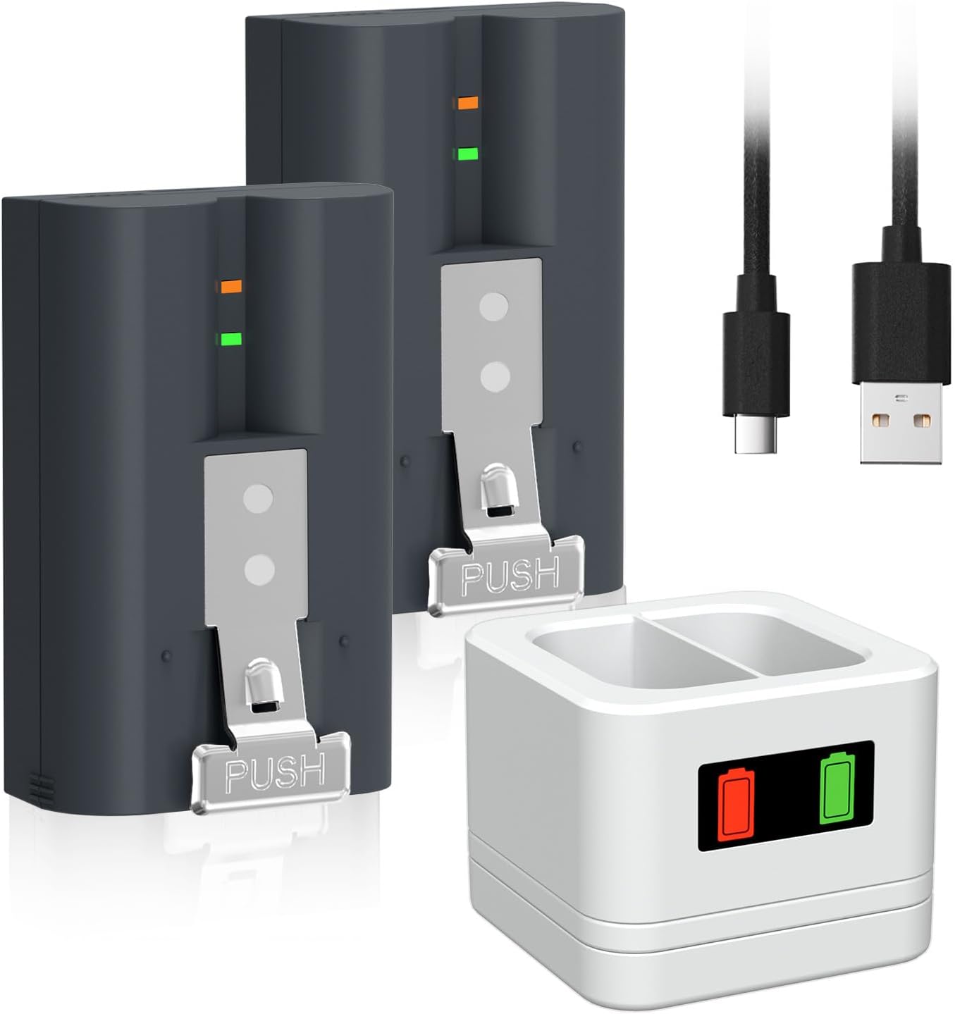 2 Pack Replacement for Ring Battery with Charger Station - 6040mAh
