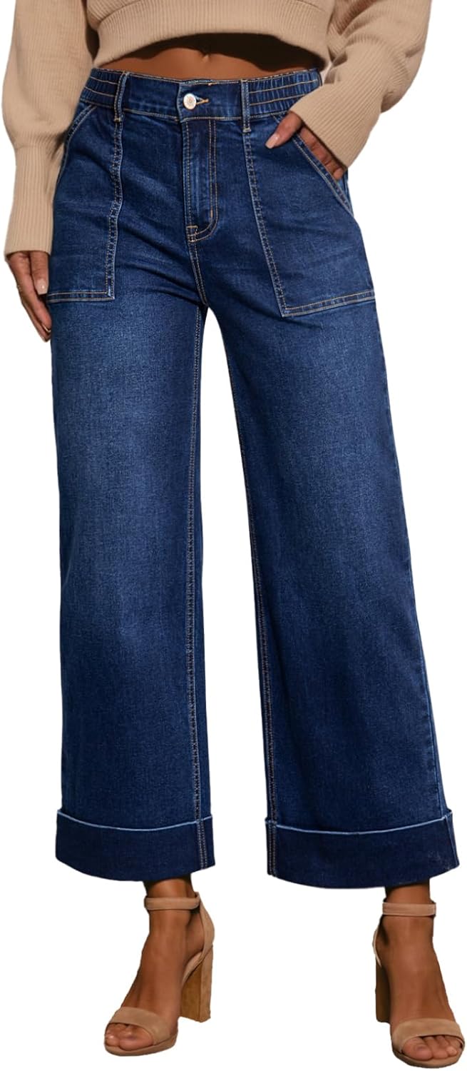 EVALESS Womens High Waist Wide Leg Jeans for Trendy Style