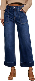 EVALESS High Waist Wide Leg Jeans - Trendy Cropped Denim Pants