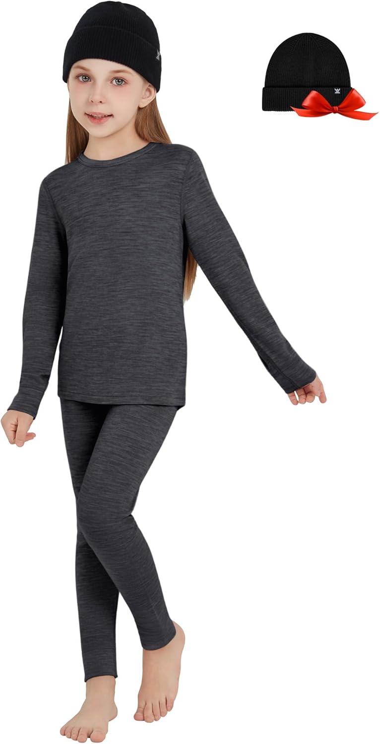 Unisex Kids' Merino Wool Base Layer Sets for Active Lifestyles