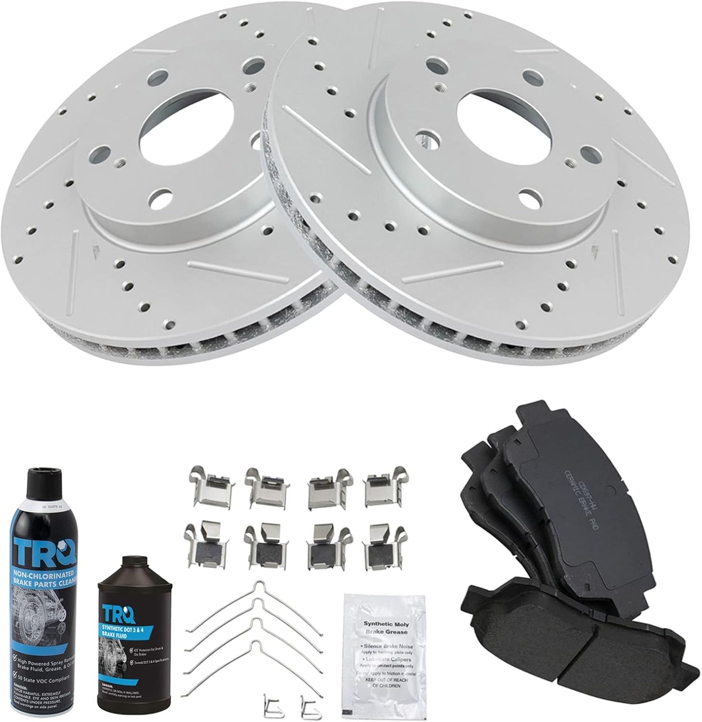 TRQ Front Performance Brake Pad & Rotor Kit for Toyota Vehicles