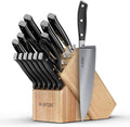 Yatoshi 15 Piece Black Knife Block Set - Pro Kitchen Knife Set Ultra