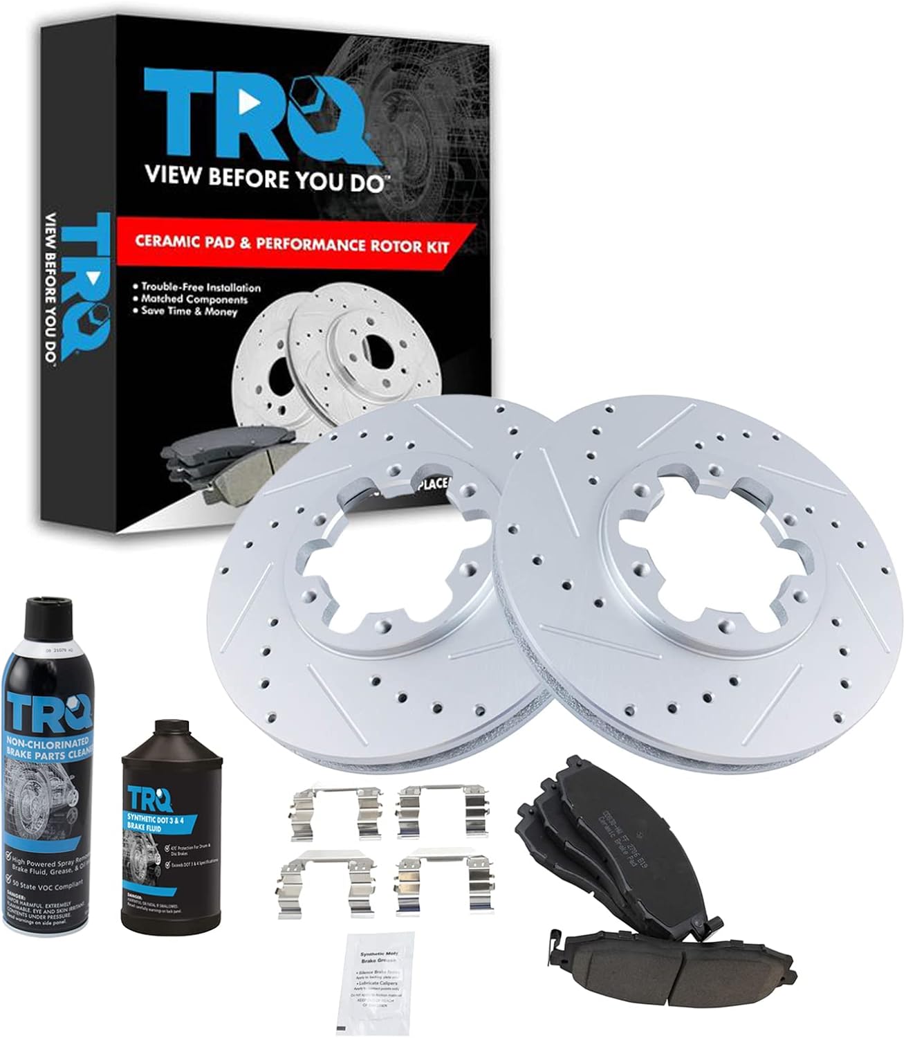 TRQ Front Performance Brake Pad & Rotor Kit for Nissan Frontier