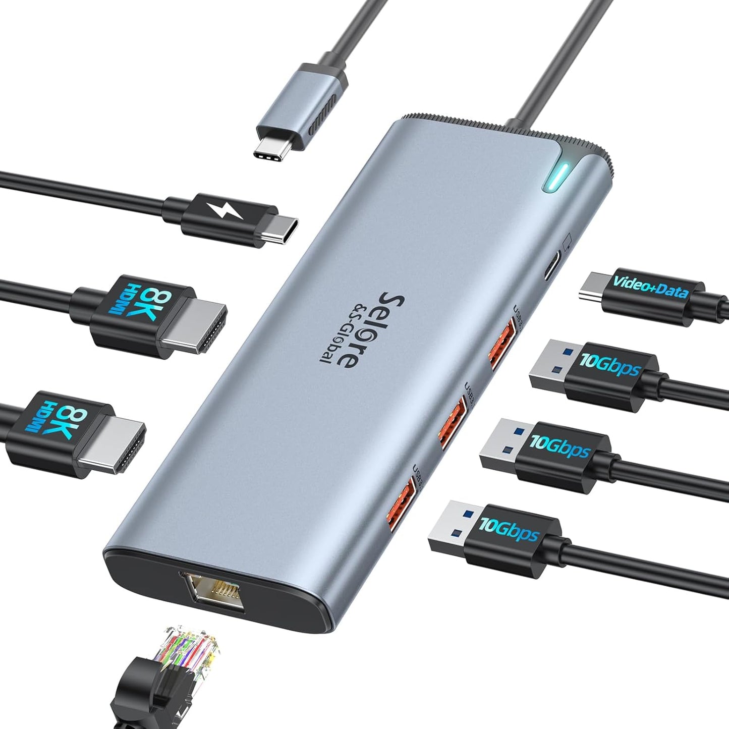 Docking Station USB C Video Hub for Dual 8K Monitors and More