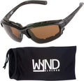 WYND Blocker Model 331 Polarized Motorcycle Wrap Sunglasses - Black