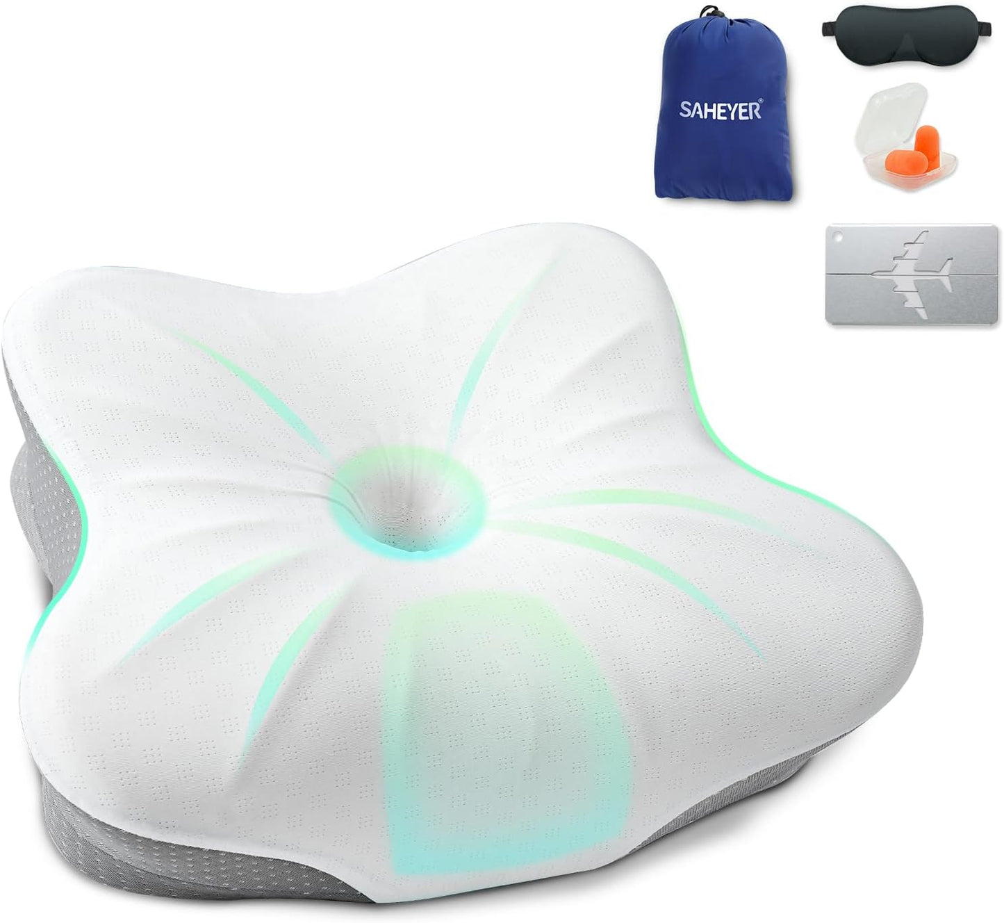 SAHEYER Memory Foam Camping Pillow for Ultimate Neck Support