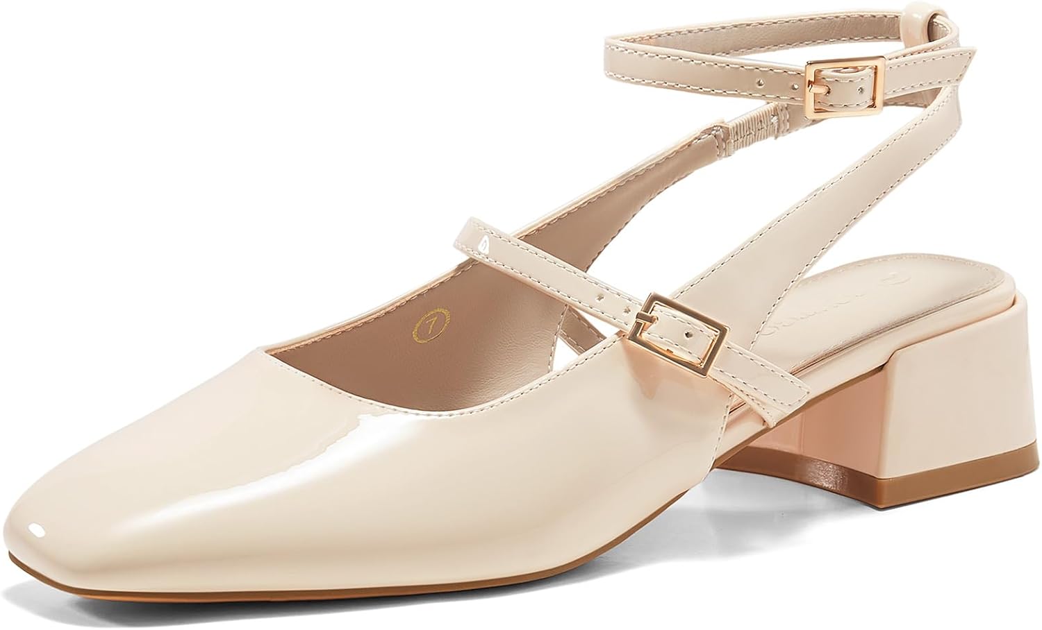 Coutgo Womens Mary Jane Chunky Low Heels for Elegant Style