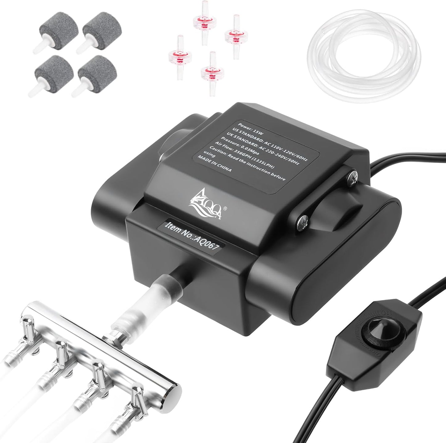 AQQA Powerful Aquarium Air Pump for Fish Tanks and Ponds