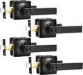 Privacy Door Levers Matte Black Square Handle 4-Pack - Sleek Interior