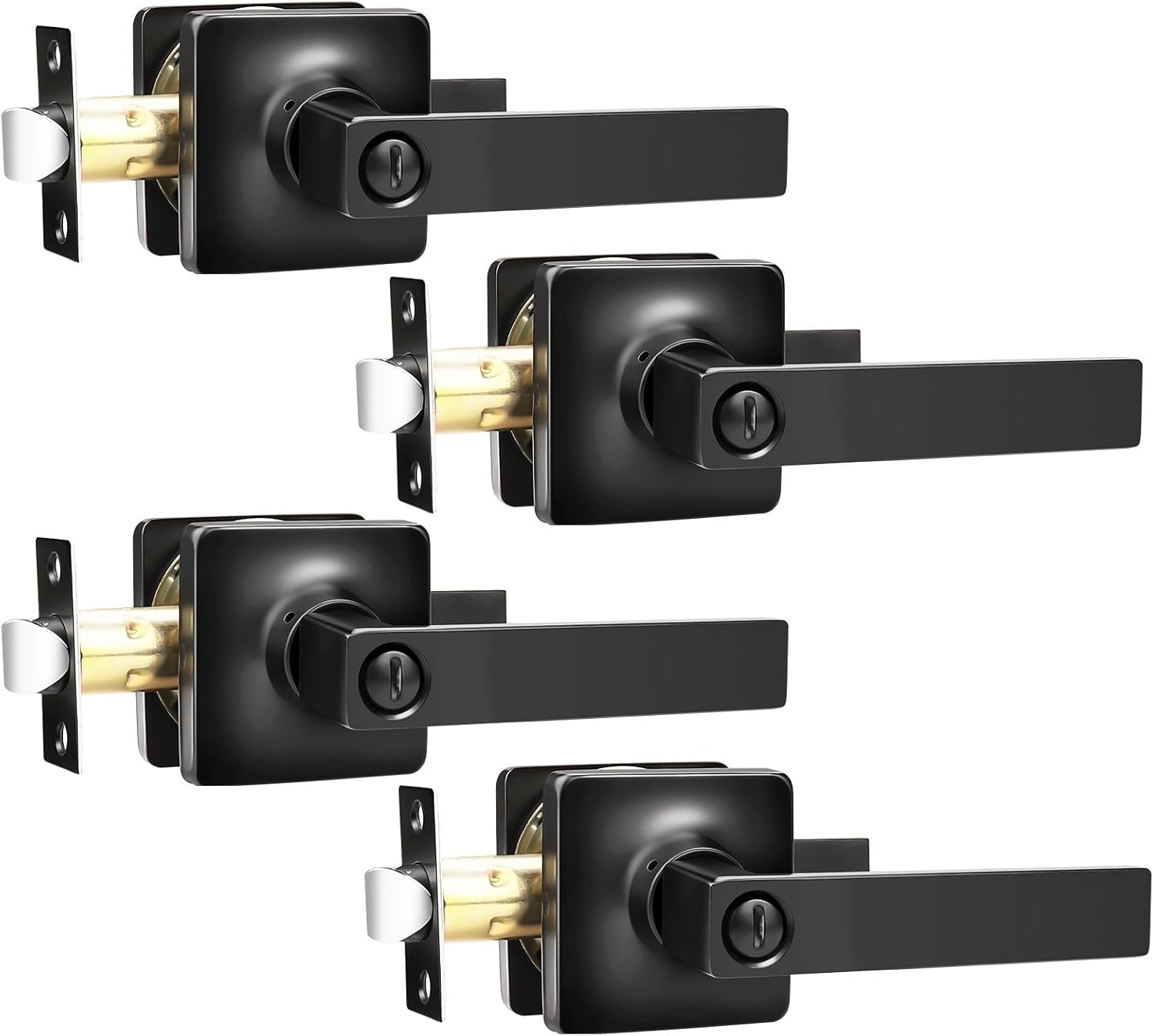GOBEKOR Privacy Door Levers Matte Black Interior Door Handles