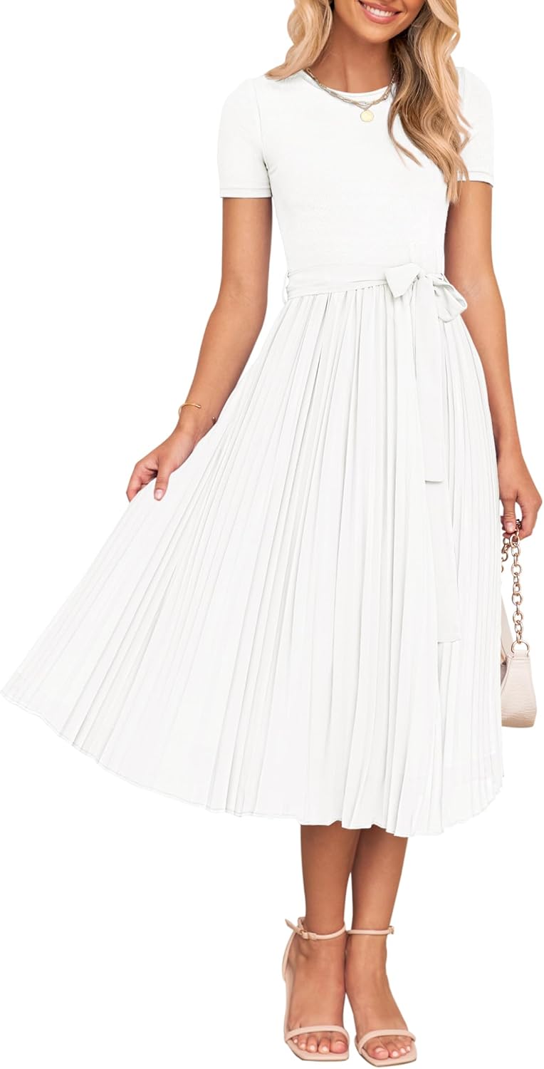 ZESICA Womens Summer Short Sleeve Midi Dress for Every Occasion