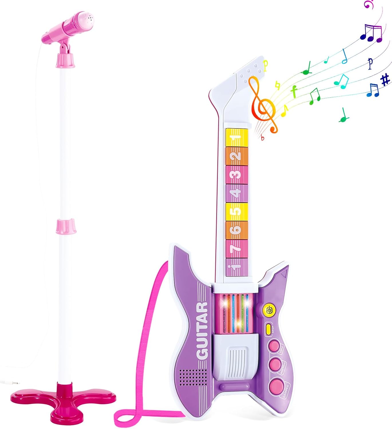 Adjustable Height Kids Guitar & Mic Set