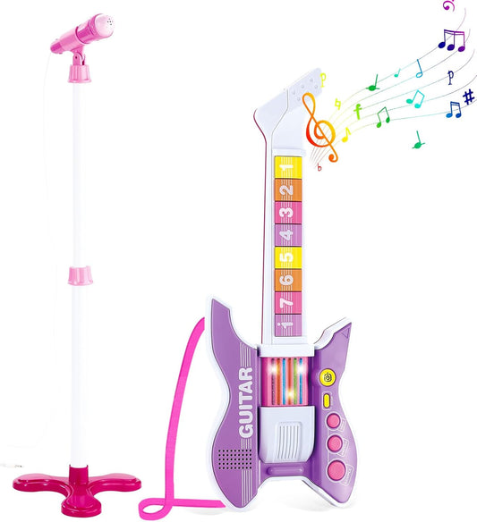Adjustable Height Kids Guitar & Mic Set