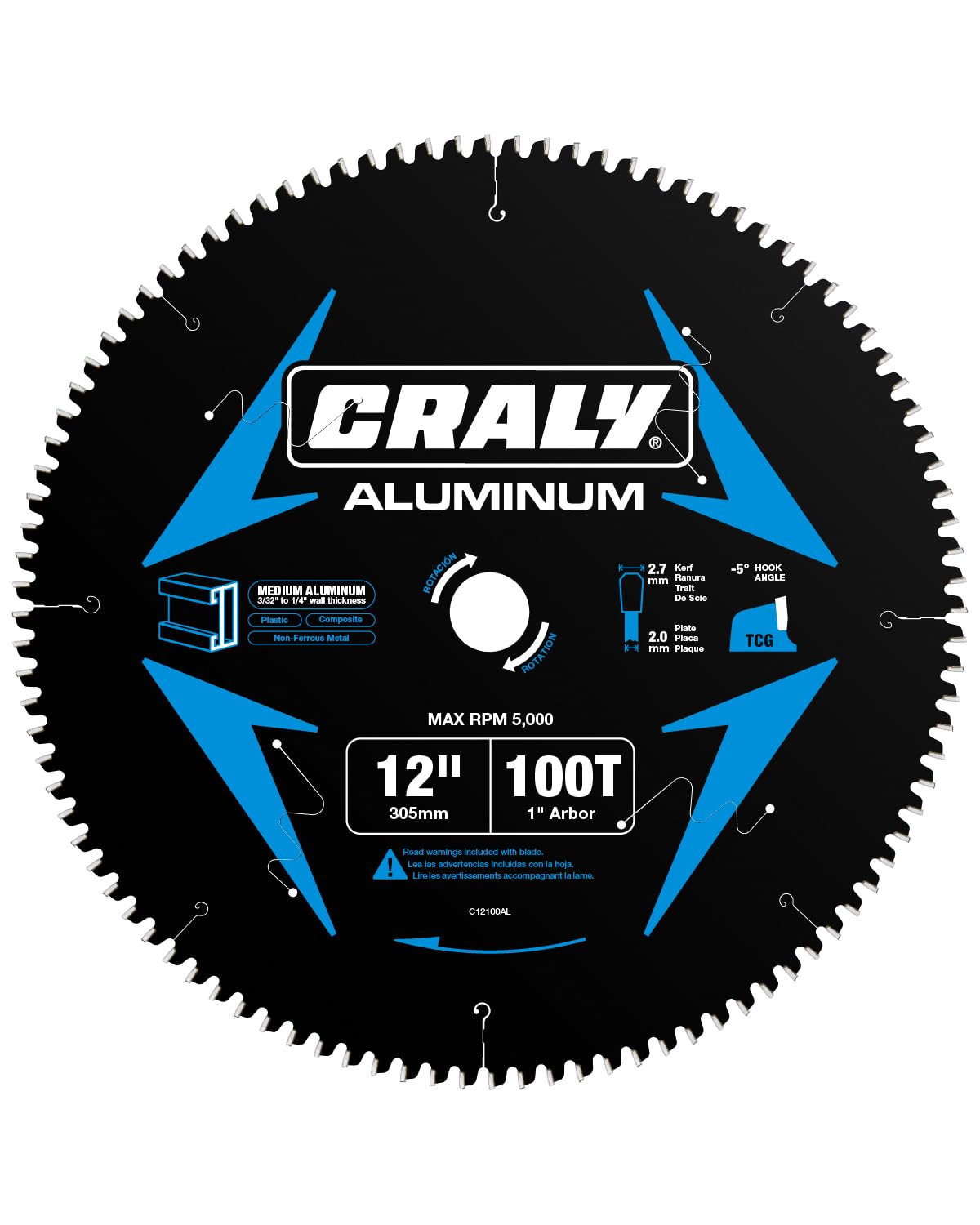 CRALY 12 Inch Aluminum Cutting Circular Saw Blade for Precision