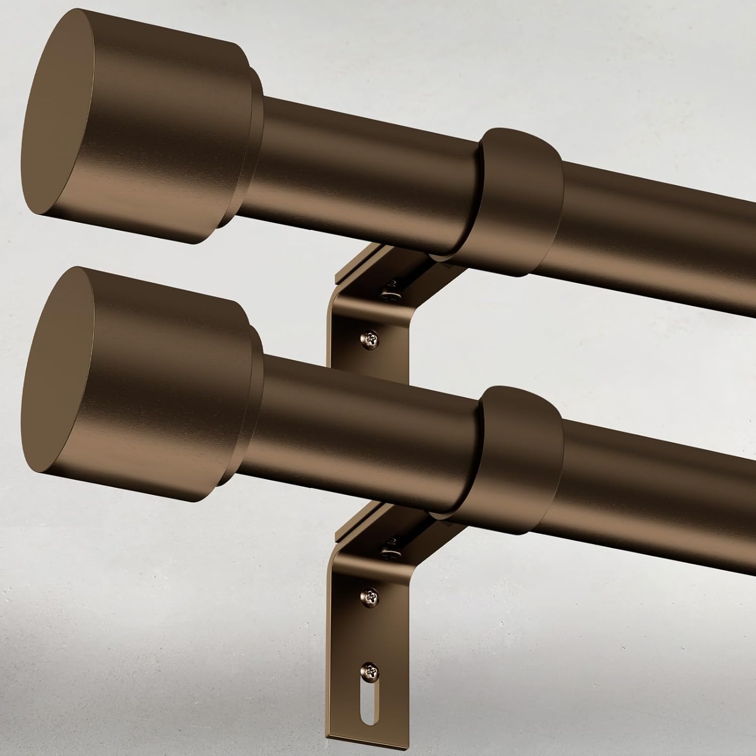 GEEBOBO 2 Pack Bronze Curtain Rods for Windows 48 to 84 Inch