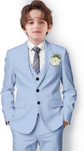 Light Blue Boys Suit Slim Fit Set for Teen Boy - Complete Four-Piece