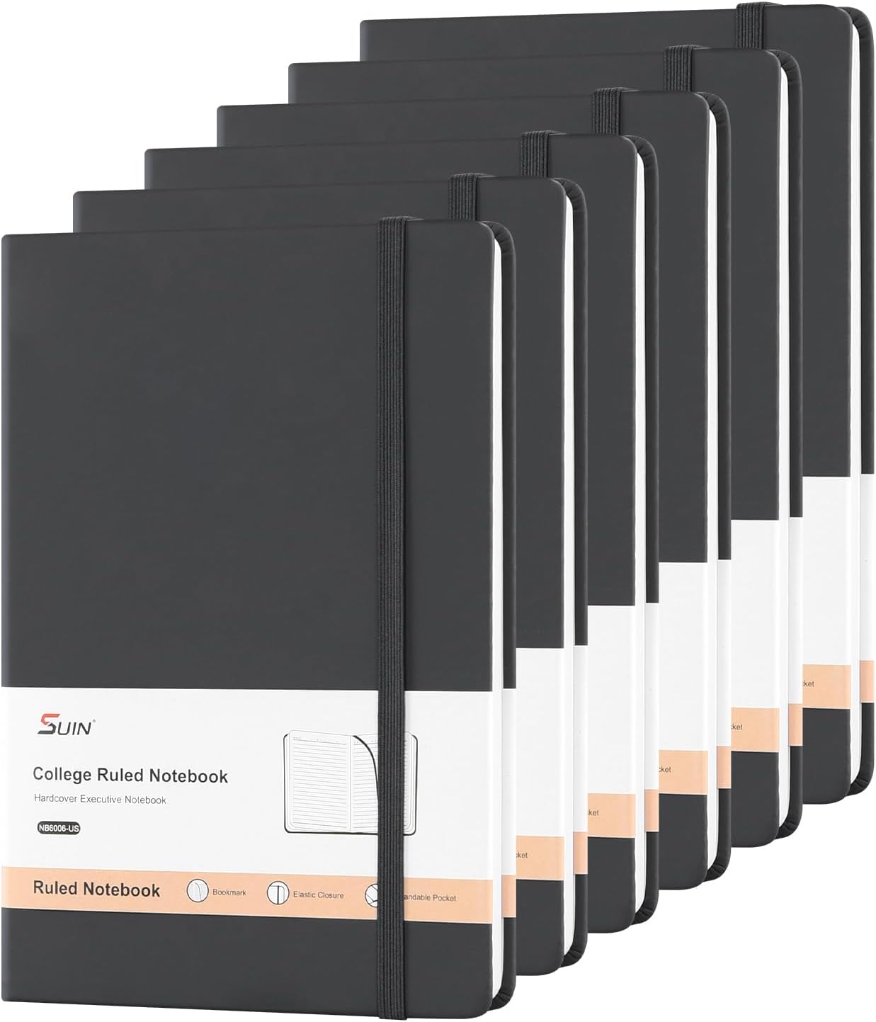 A5 Lined Journals Notebook for Writing - 6 Pack Classic Ruled