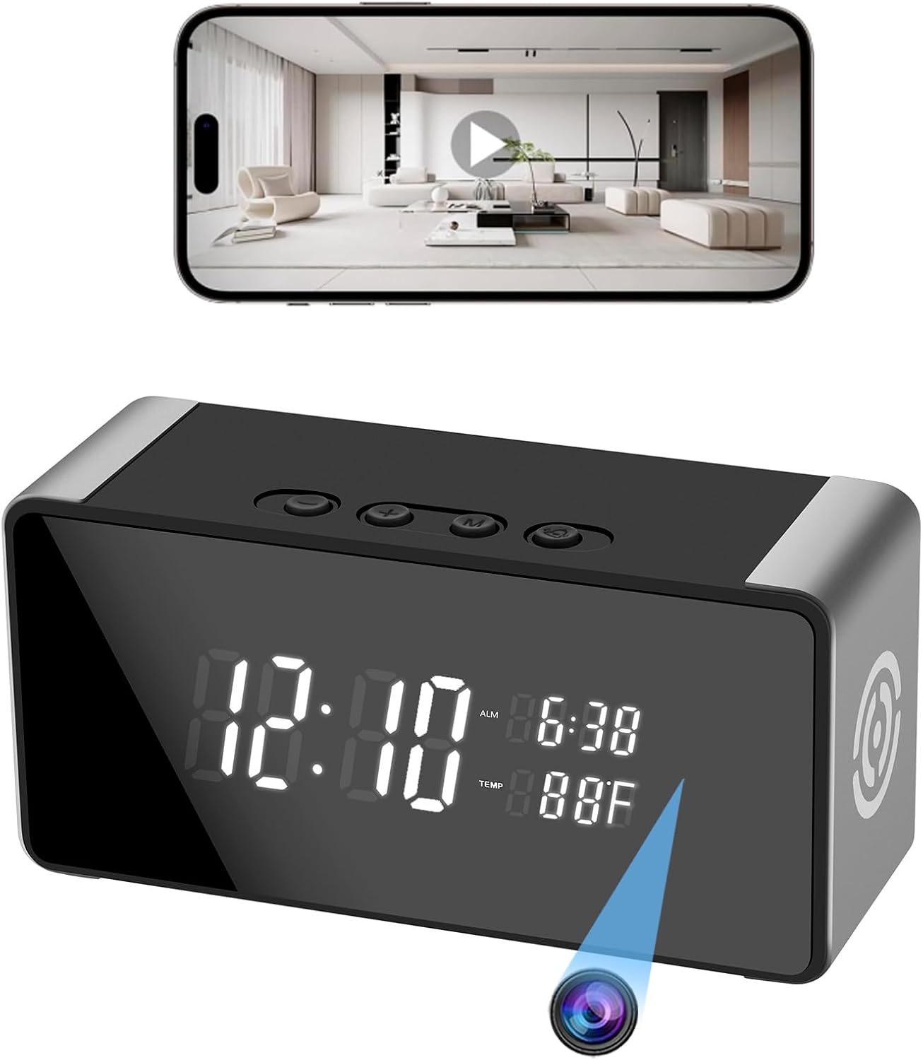 4k WiFi Clock Video Camera - Nanny Cam for Home Security
