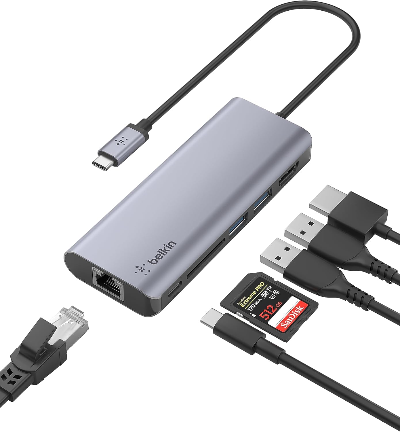 Belkin USB C Hub 6-in-1 MultiPort Adapter for Fast Connectivity