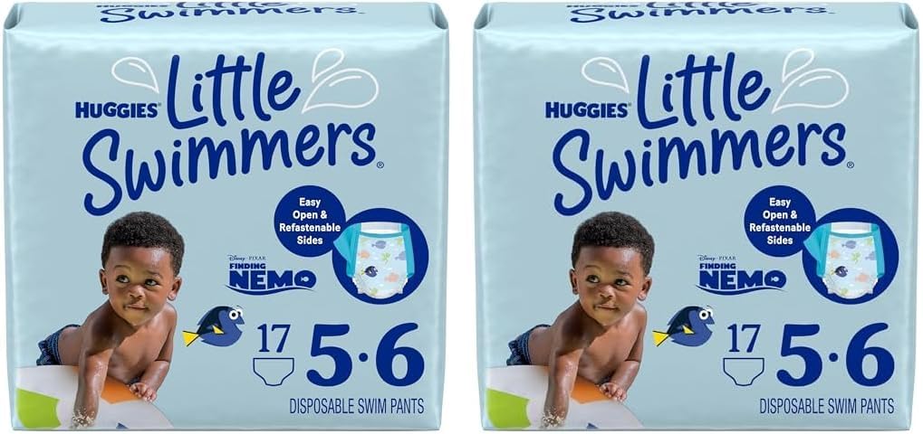 HUGGIES Little Swimmers Size 5-6, 32+ lbs, 17 Ct x 2 - Swim Freely!