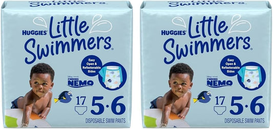 HUGGIES Little Swimmers Size 5-6, 32+ lbs, 17 Ct x 2 - Swim Freely!