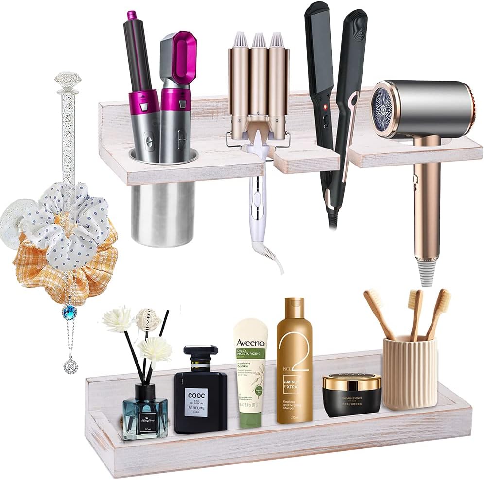 2-Layer Rustic Hair Tool Organizer - Stylish Hair Storage