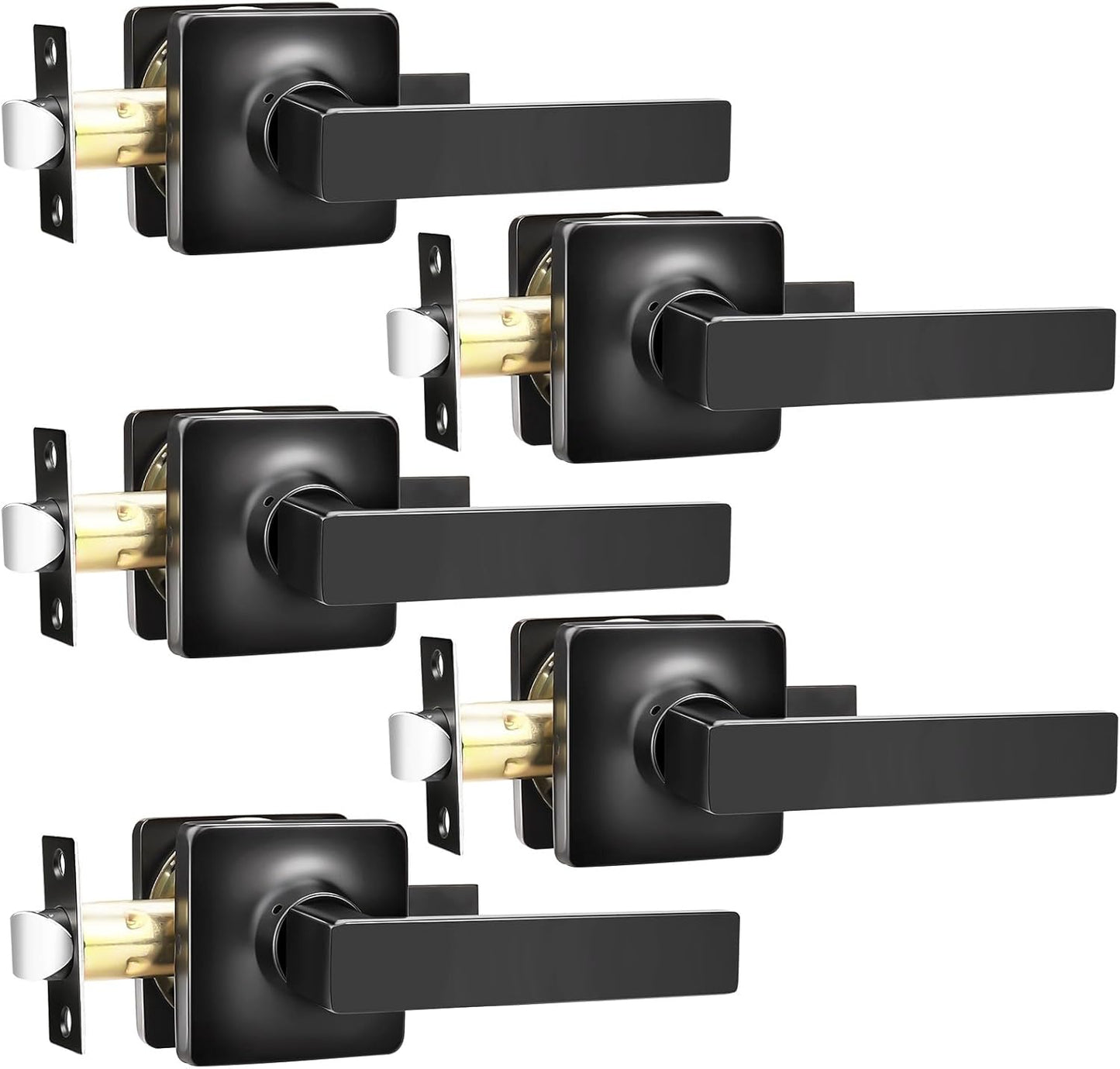 GOBEKOR Matte Black Door Handles for Hall Closet - 5 Pack